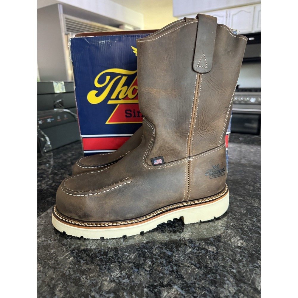 THOROGOOD AMERICAN HERITAGE 11″ SAFETY & MOC TOE CRAZY HORSE WORK BOOTS SZ 9.5